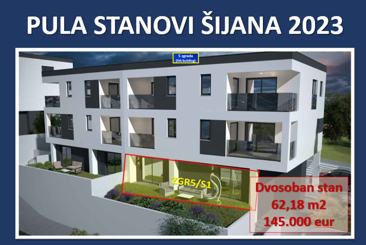 We offer in Šijana district an attractive apartment on the ground floor of building 5!